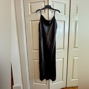Aritzia Babaton Black Midi Satin Slip Dress 2023